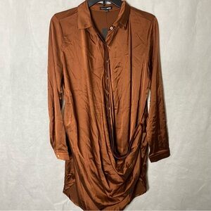 NWT Fashion Nova Time Of Your Life Satin Shirt Dress